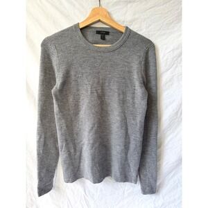 J.Crew Womens Grey Merino Wool Blend Ribbed Crewneck Sweater Medium
